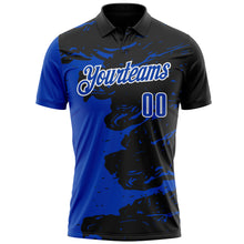 Laden Sie das Bild in den Galerie-Viewer, Custom Black Thunder Blue-White 3D Bowling Splash Ink Performance Polo Shirt
