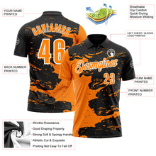 Laden Sie das Bild in den Galerie-Viewer, Custom Black Bay Orange-White 3D Bowling Splash Ink Performance Polo Shirt
