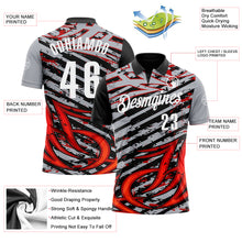 Laden Sie das Bild in den Galerie-Viewer, Custom Gray Black-Red 3D Bowling Line Performance Polo Shirt
