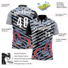 Laden Sie das Bild in den Galerie-Viewer, Custom Gray Black Red-Light Blue 3D Bowling Line Performance Polo Shirt
