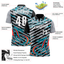 Загрузить изображение в средство просмотра галереи, Custom Gray Black Red-Lakes Blue 3D Bowling Line Performance Polo Shirt
