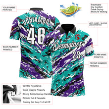 Загрузить изображение в средство просмотра галереи, Custom Black Purple-Aqua 3D Bowling Abstract Grunge Art Performance Polo Shirt
