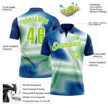 Load image into Gallery viewer, Custom Shadow Blue Neon Green-White 3D Bowling Line Performance Polo Shirt
