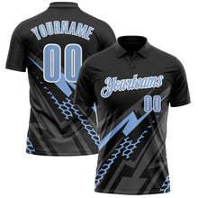 Загрузить изображение в средство просмотра галереи, Custom Black Light Blue-White 3D Bowling Geometric Shape Performance Polo Shirt
