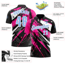 Загрузить изображение в средство просмотра галереи, Custom Black Light Blue-Pink 3D Bowling Splash Ink Performance Polo Shirt
