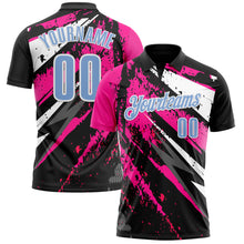 Загрузить изображение в средство просмотра галереи, Custom Black Light Blue-Pink 3D Bowling Splash Ink Performance Polo Shirt
