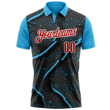 Загрузить изображение в средство просмотра галереи, Custom Black Red-Sky Blue 3D Bowling Dot Performance Polo Shirt
