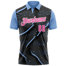 Загрузить изображение в средство просмотра галереи, Custom Black Pink-Light Blue 3D Bowling Dot Performance Polo Shirt
