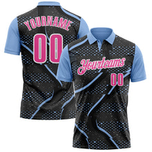 Загрузить изображение в средство просмотра галереи, Custom Black Pink-Light Blue 3D Bowling Dot Performance Polo Shirt
