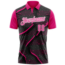 Laden Sie das Bild in den Galerie-Viewer, Custom Black Pink-Hot Pink 3D Bowling Dot Performance Polo Shirt
