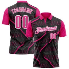 Laden Sie das Bild in den Galerie-Viewer, Custom Black Pink-Hot Pink 3D Bowling Dot Performance Polo Shirt
