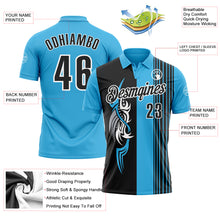 Загрузить изображение в средство просмотра галереи, Custom Sky Blue Black-White 3D Bowling Tattoos Performance Polo Shirt
