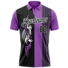 Laden Sie das Bild in den Galerie-Viewer, Custom Medium Purple Black-White 3D Bowling Tattoos Performance Polo Shirt
