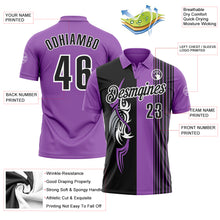 Laden Sie das Bild in den Galerie-Viewer, Custom Medium Purple Black-White 3D Bowling Tattoos Performance Polo Shirt
