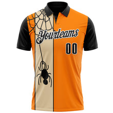 Laden Sie das Bild in den Galerie-Viewer, Custom Bay Orange Black-City Cream 3D Bowling Spider Performance Polo Shirt
