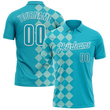 Load image into Gallery viewer, Custom Lakes Blue Ice Blue-White 3D Bowling Geometric Square Shape Performance Polo Shirt
