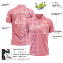 Загрузить изображение в средство просмотра галереи, Custom Medium Pink Light Pink-White 3D Bowling Geometric Square Shape Performance Polo Shirt
