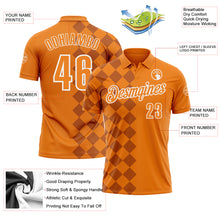 Load image into Gallery viewer, Custom Bay Orange Texas Orange-White 3D Bowling Geometric Square Shape Performance Polo Shirt
