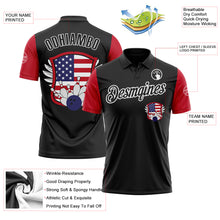 Laden Sie das Bild in den Galerie-Viewer, Custom Black White 3D Bowling American Flag Performance Polo Shirt
