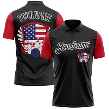 Laden Sie das Bild in den Galerie-Viewer, Custom Black White 3D Bowling American Flag Performance Polo Shirt
