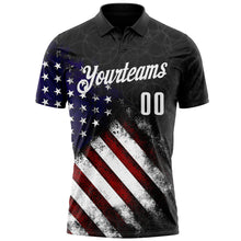 Laden Sie das Bild in den Galerie-Viewer, Custom Black White 3D Bowling American Flag Performance Polo Shirt
