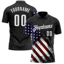 Laden Sie das Bild in den Galerie-Viewer, Custom Black White 3D Bowling American Flag Performance Polo Shirt
