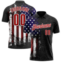 Laden Sie das Bild in den Galerie-Viewer, Custom Black Red-White 3D Bowling American Flag Performance Polo Shirt
