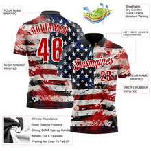 Charger l&#39;image dans la galerie, Custom Black Red-White 3D American Flag Performance Polo Shirt
