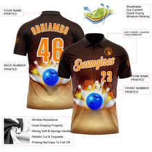 Загрузить изображение в средство просмотра галереи, Custom Brown Bay Orange-White 3D Bowling Performance Polo Shirt
