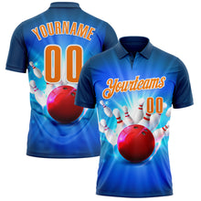 Charger l&#39;image dans la galerie, Custom Navy Bay Orange-White 3D Bowling Performance Polo Shirt
