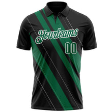 Load image into Gallery viewer, Custom Black Kelly Green-White 3D Bowling Line Shape Performance Polo Shirt
