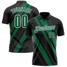 Laden Sie das Bild in den Galerie-Viewer, Custom Black Kelly Green-White 3D Bowling Line Shape Performance Polo Shirt
