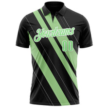 Загрузить изображение в средство просмотра галереи, Custom Black Pea Green-White 3D Bowling Line Shape Performance Polo Shirt
