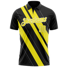 Загрузить изображение в средство просмотра галереи, Custom Black Light Yellow-White 3D Bowling Line Shape Performance Polo Shirt
