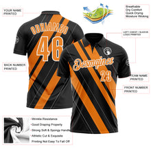 Загрузить изображение в средство просмотра галереи, Custom Black Bay Orange-White 3D Bowling Line Shape Performance Polo Shirt
