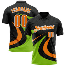 Загрузить изображение в средство просмотра галереи, Custom Black Bay Orange-Neon Green 3D Bowling Geometric Shape Performance Polo Shirt
