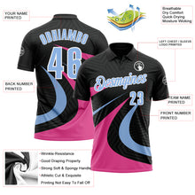 Загрузить изображение в средство просмотра галереи, Custom Black Light Blue-Pink 3D Bowling Geometric Shape Performance Polo Shirt
