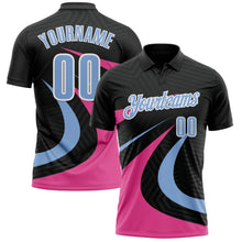 Загрузить изображение в средство просмотра галереи, Custom Black Light Blue-Pink 3D Bowling Geometric Shape Performance Polo Shirt
