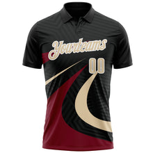 Laden Sie das Bild in den Galerie-Viewer, Custom Black Cream-Crimson 3D Bowling Geometric Shape Performance Polo Shirt
