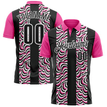 Charger l&#39;image dans la galerie, Custom Black Pink-White 3D Bowling Geometric Shape Performance Polo Shirt
