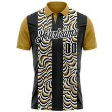 Загрузить изображение в средство просмотра галереи, Custom Black Old Gold-White 3D Bowling Geometric Shape Performance Polo Shirt
