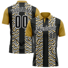 Загрузить изображение в средство просмотра галереи, Custom Black Old Gold-White 3D Bowling Geometric Shape Performance Polo Shirt
