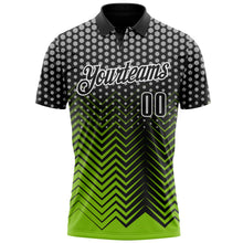 Загрузить изображение в средство просмотра галереи, Custom Black Neon Green-Gray 3D Bowling Geometric Shape Performance Polo Shirt
