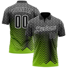 Загрузить изображение в средство просмотра галереи, Custom Black Neon Green-Gray 3D Bowling Geometric Shape Performance Polo Shirt
