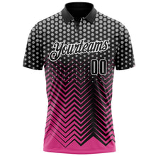 Laden Sie das Bild in den Galerie-Viewer, Custom Black Pink-Gray 3D Bowling Geometric Shape Performance Polo Shirt
