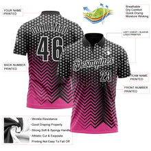 Laden Sie das Bild in den Galerie-Viewer, Custom Black Pink-Gray 3D Bowling Geometric Shape Performance Polo Shirt
