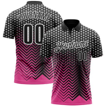 Laden Sie das Bild in den Galerie-Viewer, Custom Black Pink-Gray 3D Bowling Geometric Shape Performance Polo Shirt
