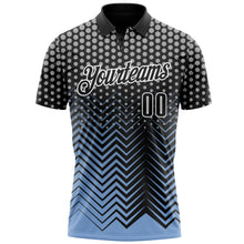 Загрузить изображение в средство просмотра галереи, Custom Black Light Blue-Gray 3D Bowling Geometric Shape Performance Polo Shirt
