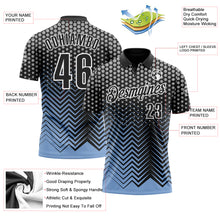 Загрузить изображение в средство просмотра галереи, Custom Black Light Blue-Gray 3D Bowling Geometric Shape Performance Polo Shirt
