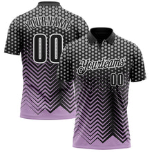 Charger l&#39;image dans la galerie, Custom Black Light Purple-Gray 3D Bowling Geometric Shape Performance Polo Shirt
